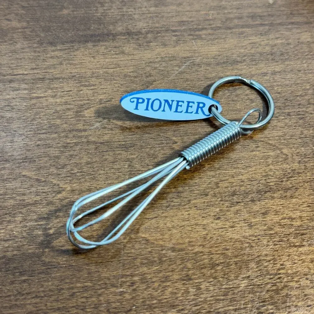 Vintage Pioneer Mini Wire Whisk Keychain Advertising Promo Kitchen Utensil Key